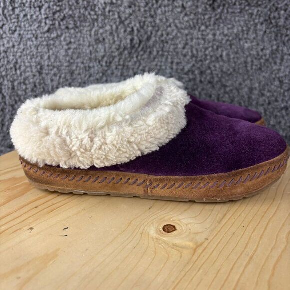 LL Bean Wicked Good Slippers Squam Lake Women 5 Purple Suede Shearling Lambswool - Picture 4 of 9